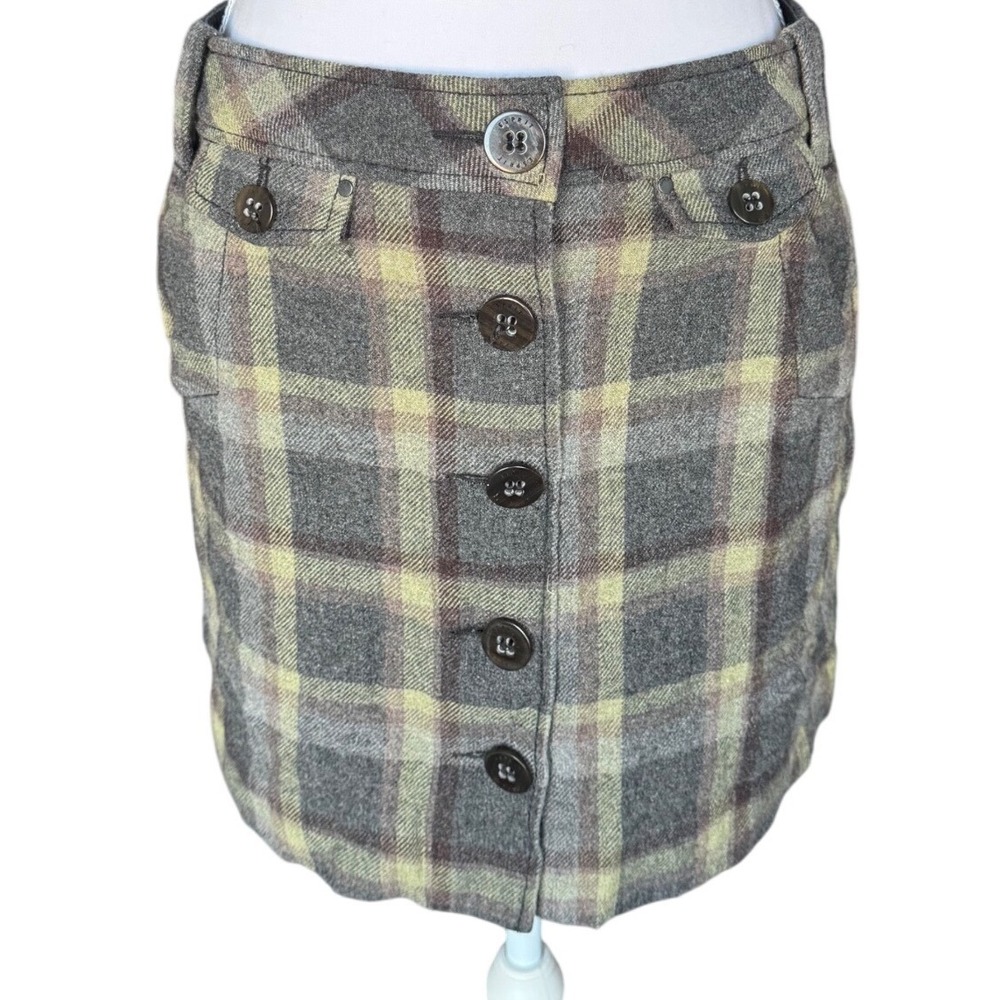 Esprit Plaid Mini Skirt Y2K Grunge Fall 90s Vintage Button Front Preppy Size 8